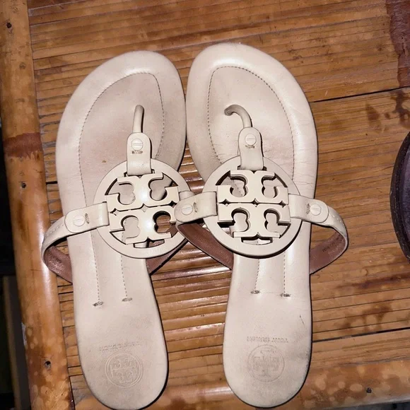 Size 9. Tory Burch Women's Miller Embellished Sandals - Picture 2 of 4